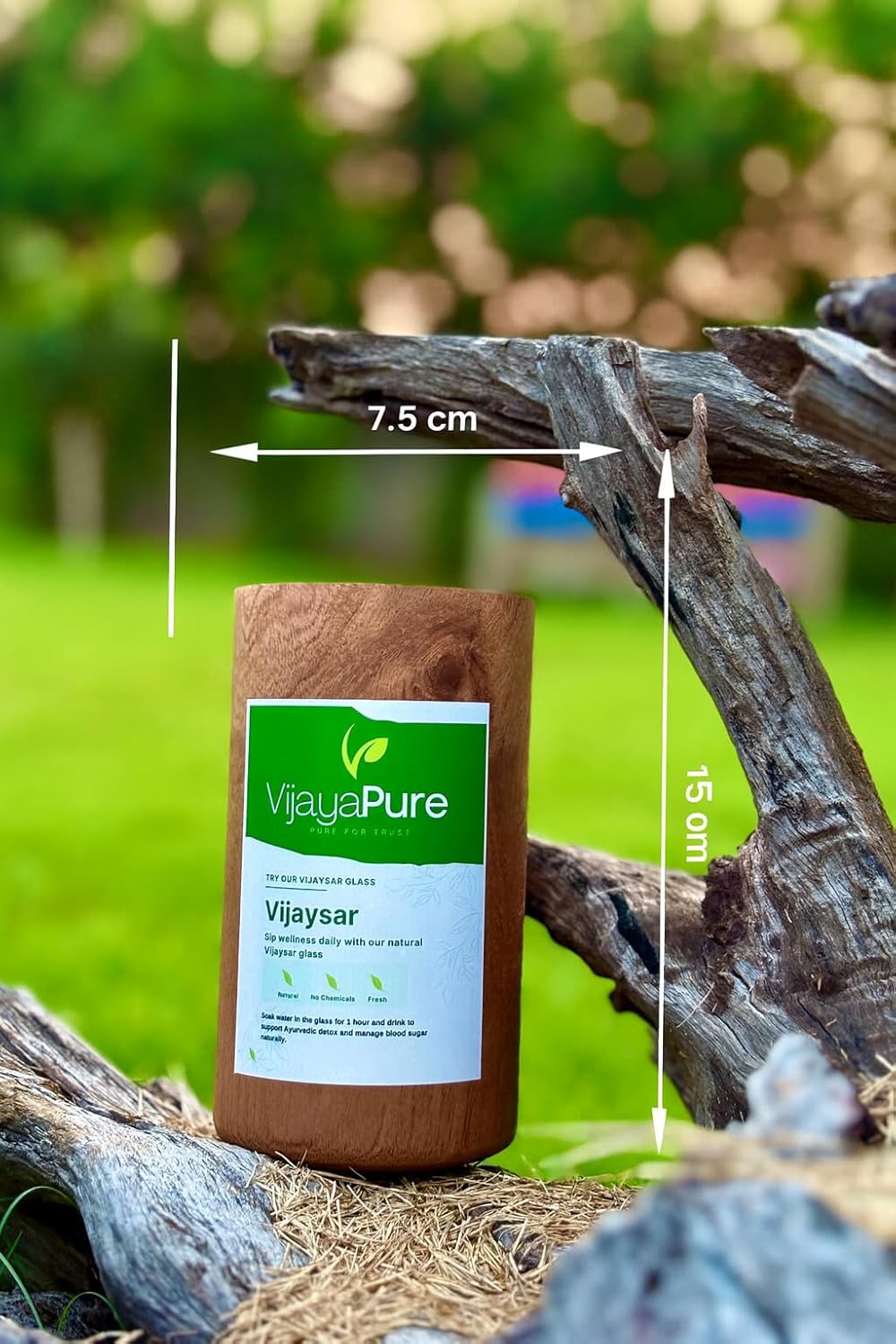 Vijaysar Glass Wooden Tumbler for Diabetes Control BUY 1 GET 2