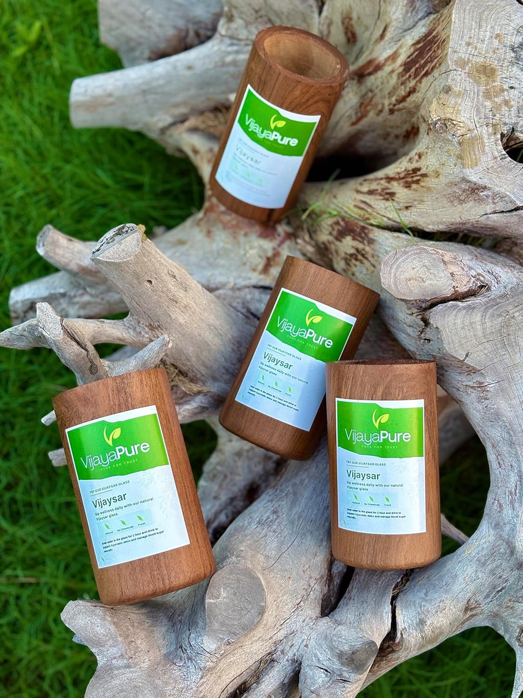 Vijaysar Glass Wooden Tumbler for Diabetes Control BUY 1 GET 2