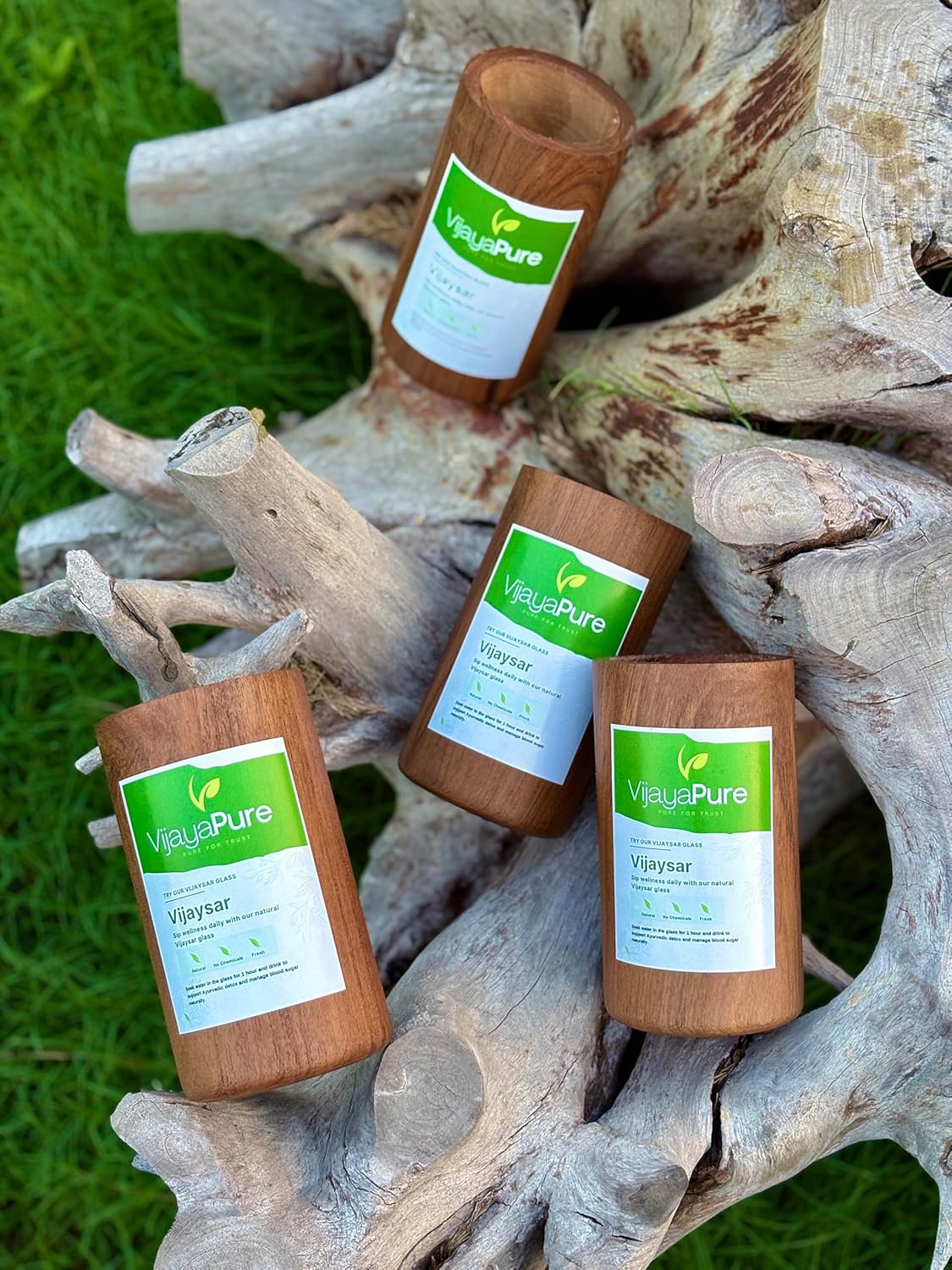 Vijaysar Glass Wooden Tumbler for Diabetes Control BUY 1 GET 2