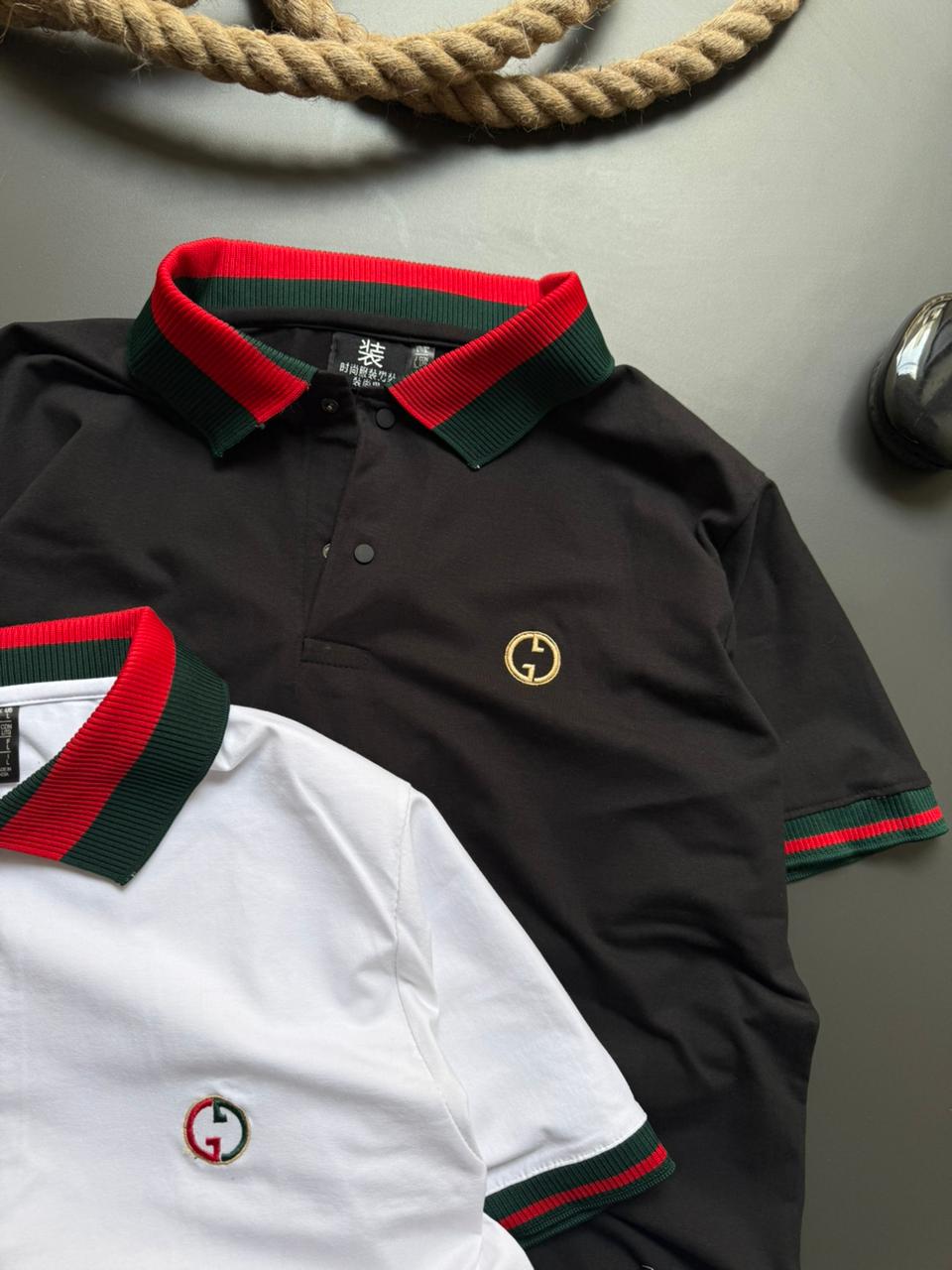 Premium Stripe Collar Luxivra T-Shirt – Luxury Inspired Casual Wear