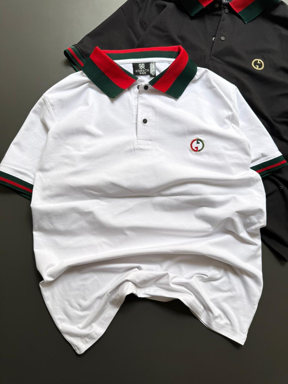 Premium Stripe Collar Luxivra T-Shirt – Luxury Inspired Casual Wear