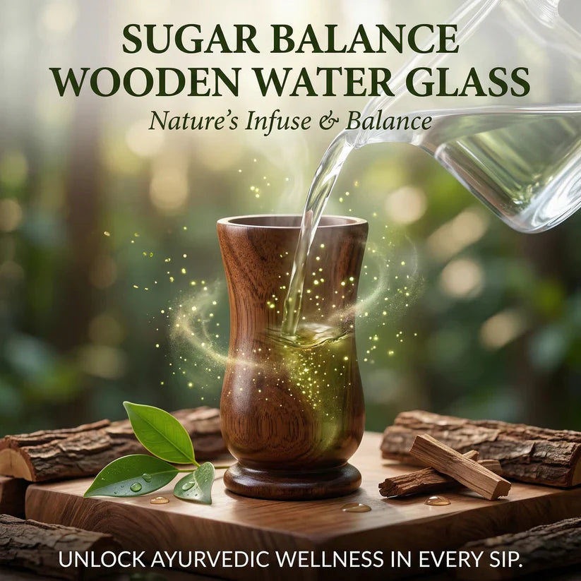 Vijaysar Glass Wooden Tumbler for Diabetes Control BUY 1 GET 2